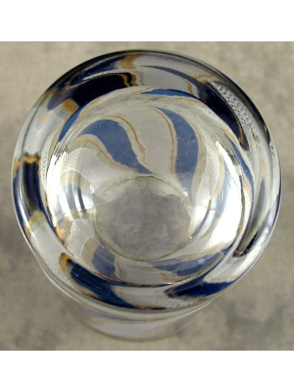 Vtg Libbey Blue Swirl White Lattice Cocktail Glasses Gold Rim Set of 4